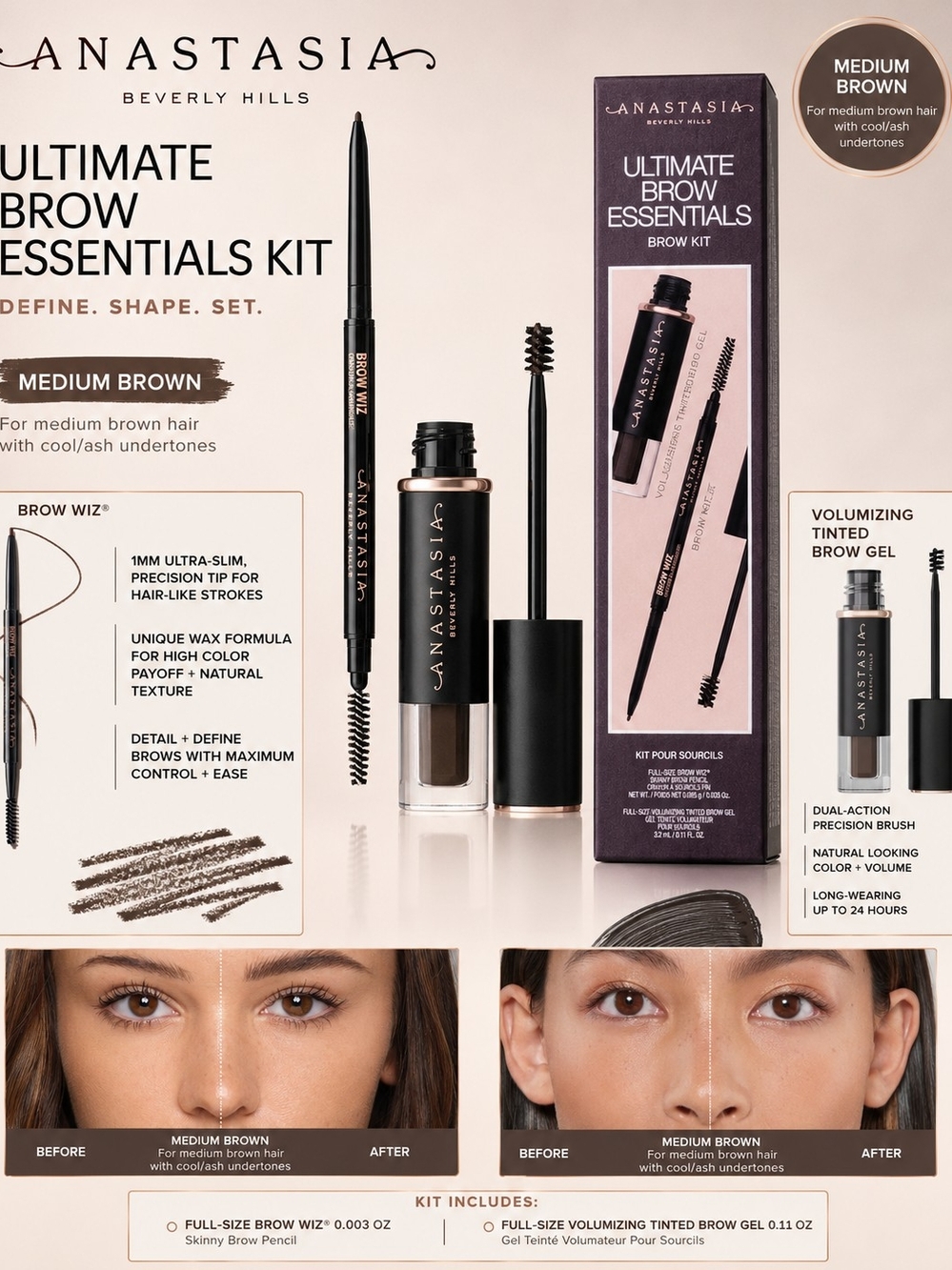 Anastasia Beverly Hills Ultimate Brow Essentials Kit – Medium Brown